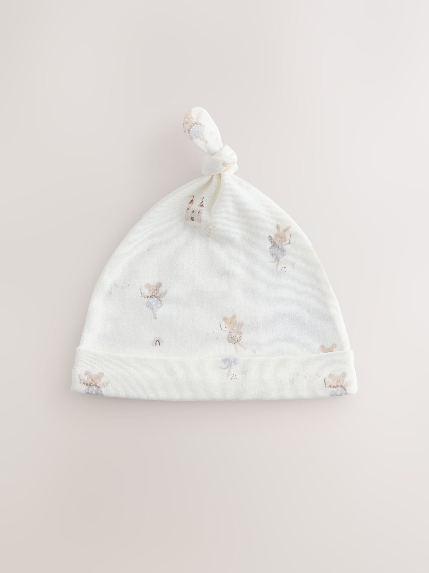 Ecru Fairy Mouse baby beanies 3 pack 0-12mths, UK version