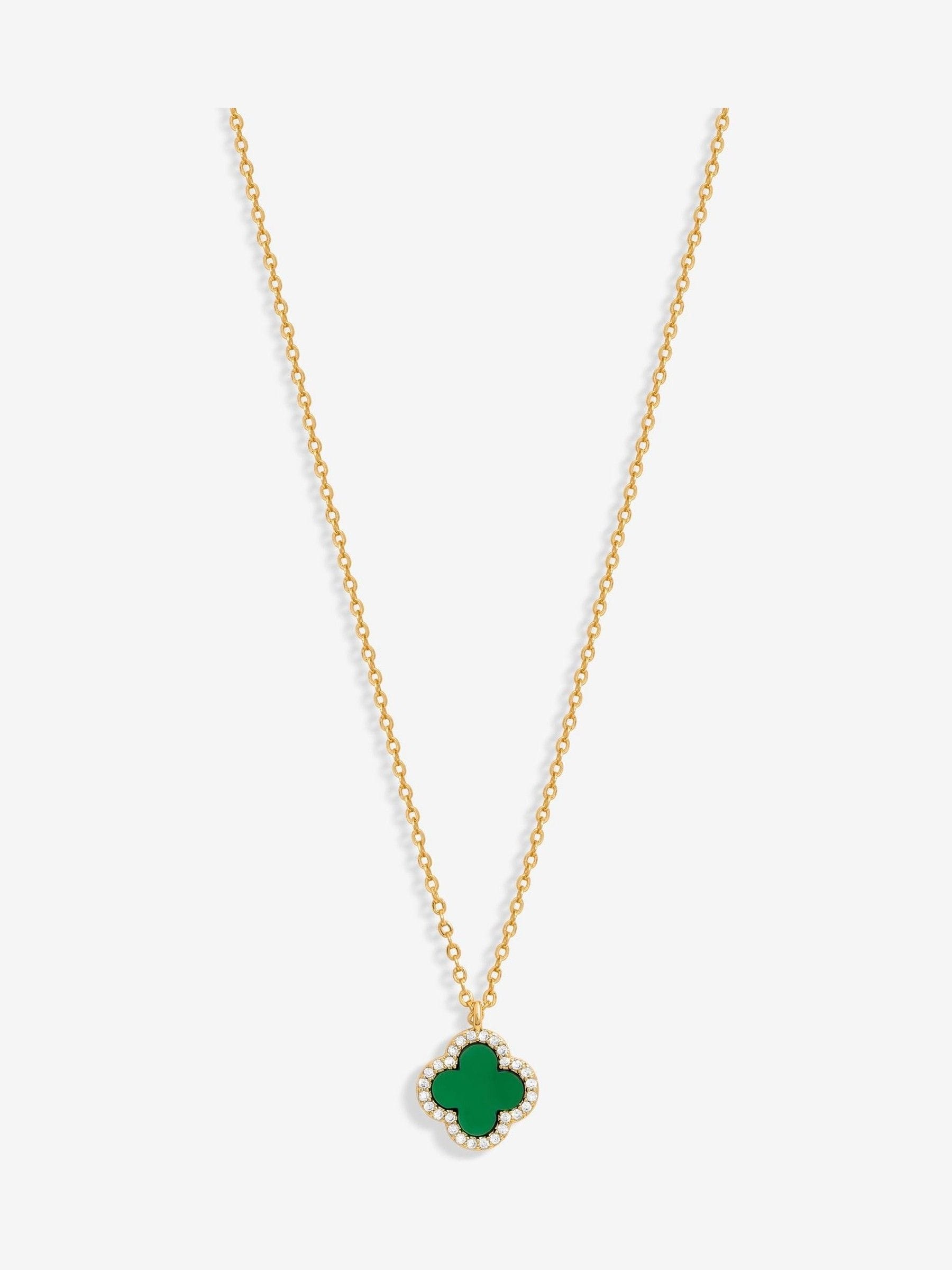 Jon Richard Black Tone Jet Clover Pendant Necklace