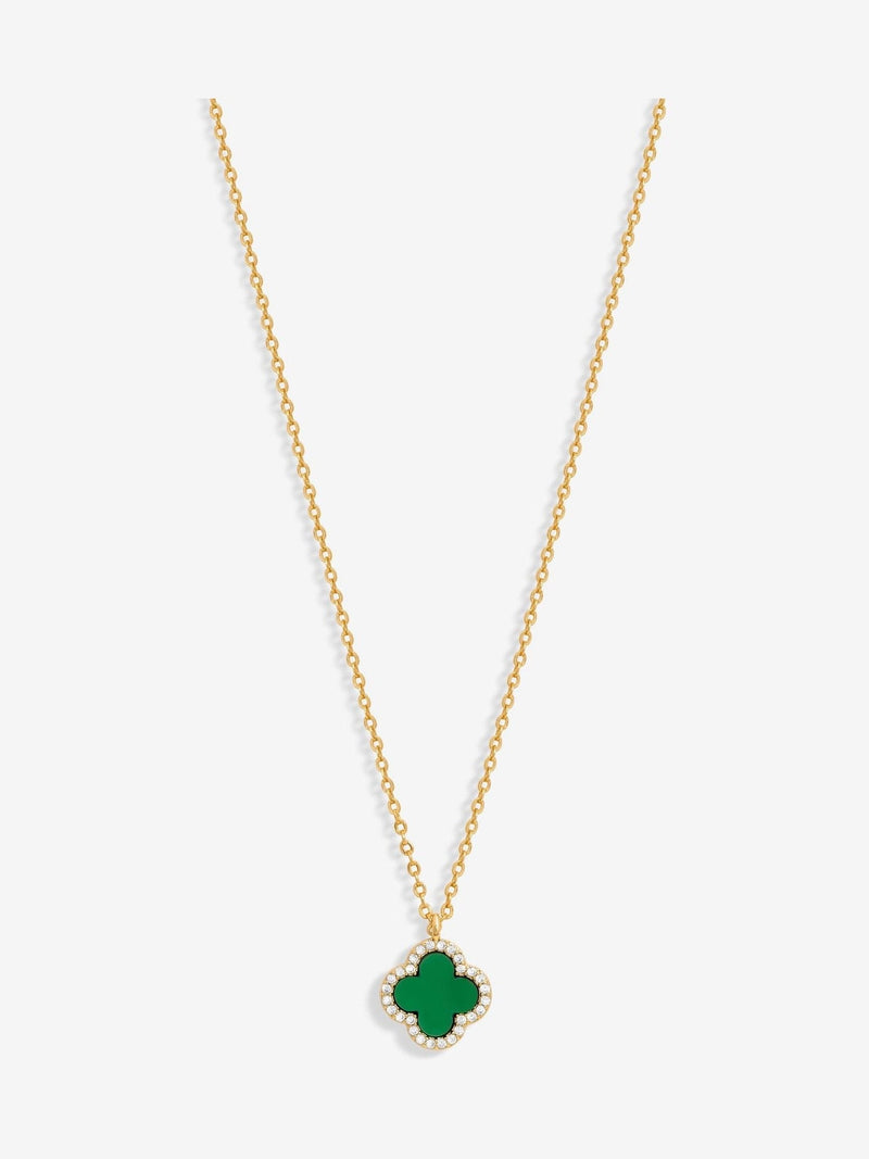 Jon Richard Black Tone Jet Clover Pendant Necklace