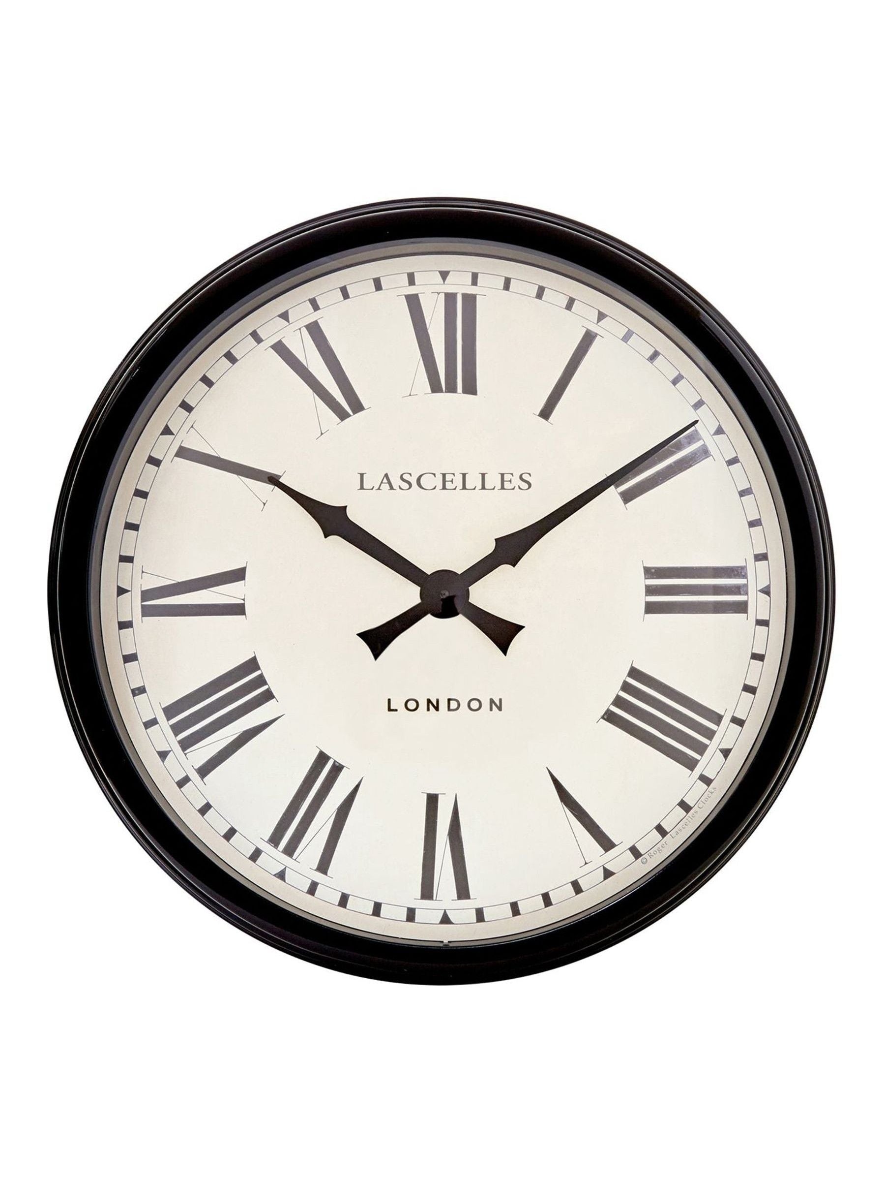 Brookpace Lascelles large black metal wall clock 58cm, imported from the UK