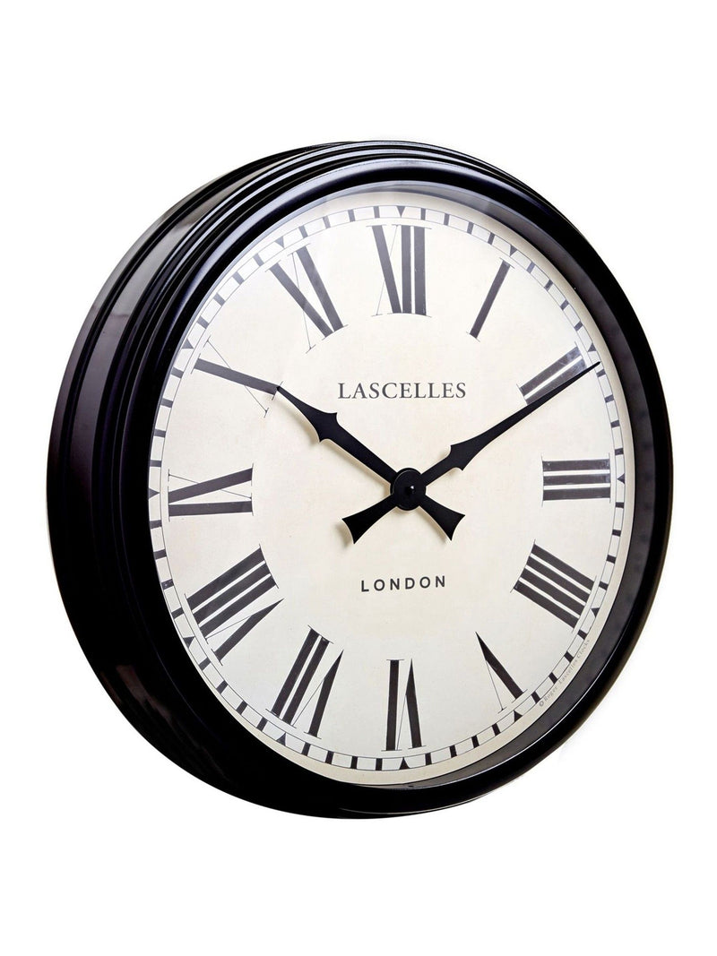 Brookpace Lascelles large black metal wall clock 58cm, imported from the UK