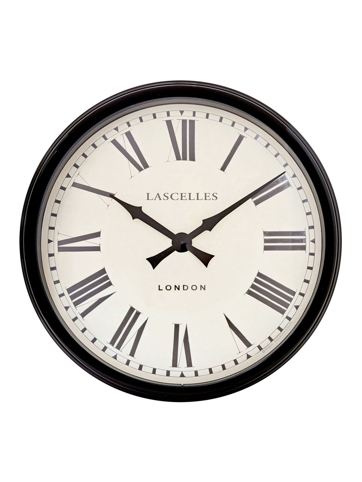 Brookpace Lascelles large black metal wall clock 58cm, imported from the UK