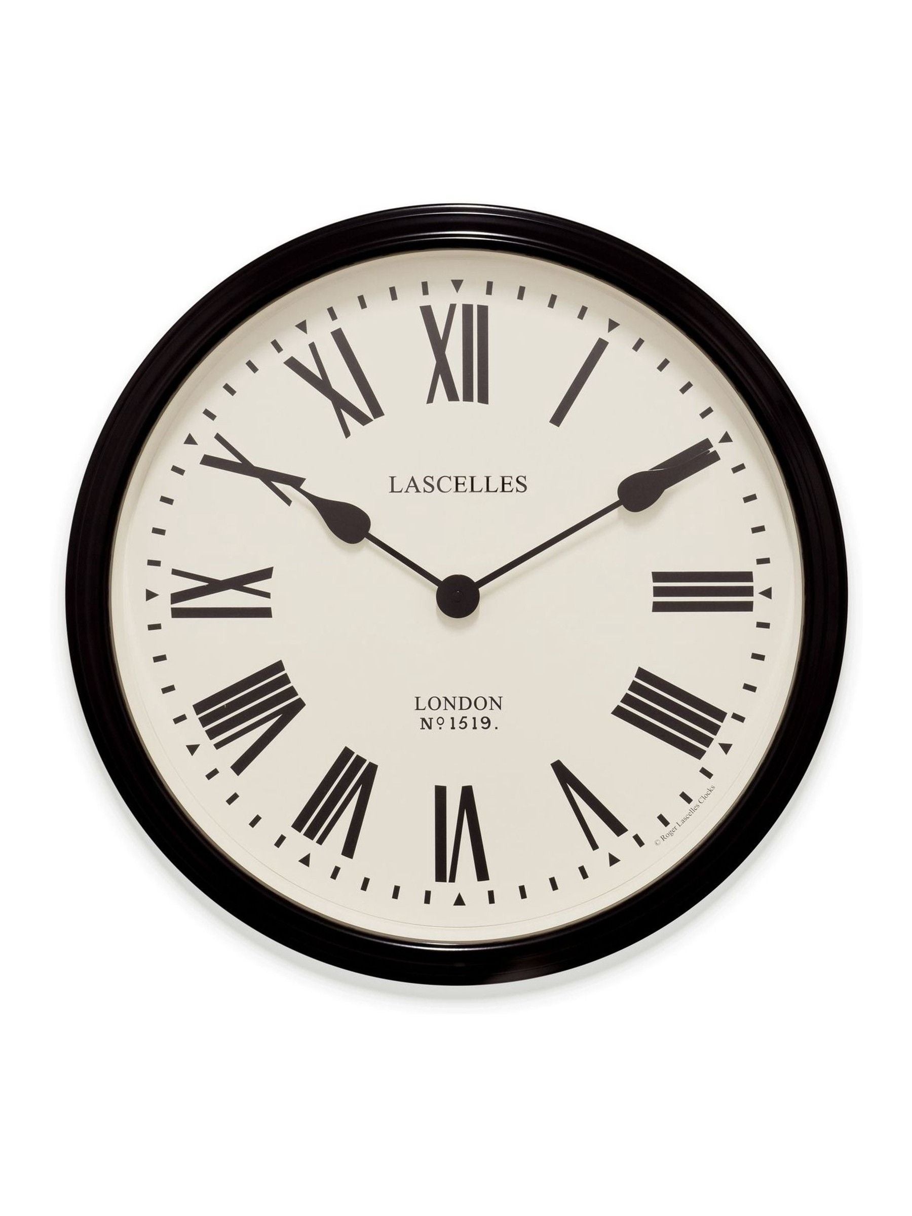 Brookpace Lascelles Black wall clock with Roman numerals 50cm diameter - British product