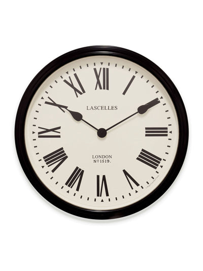 ساعة حائط كبيرة سوداء بروكسيس لاسيلز بأرقام رومانية قطر 50 سم