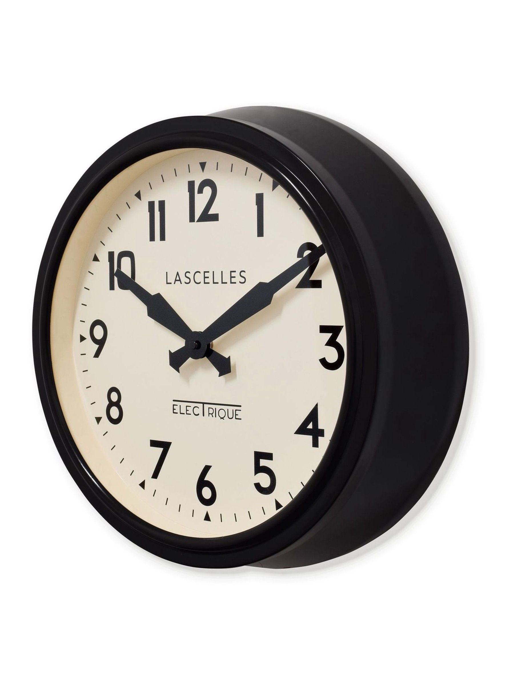 Brookpace Lascelles black retro wall clock 38cm - British product