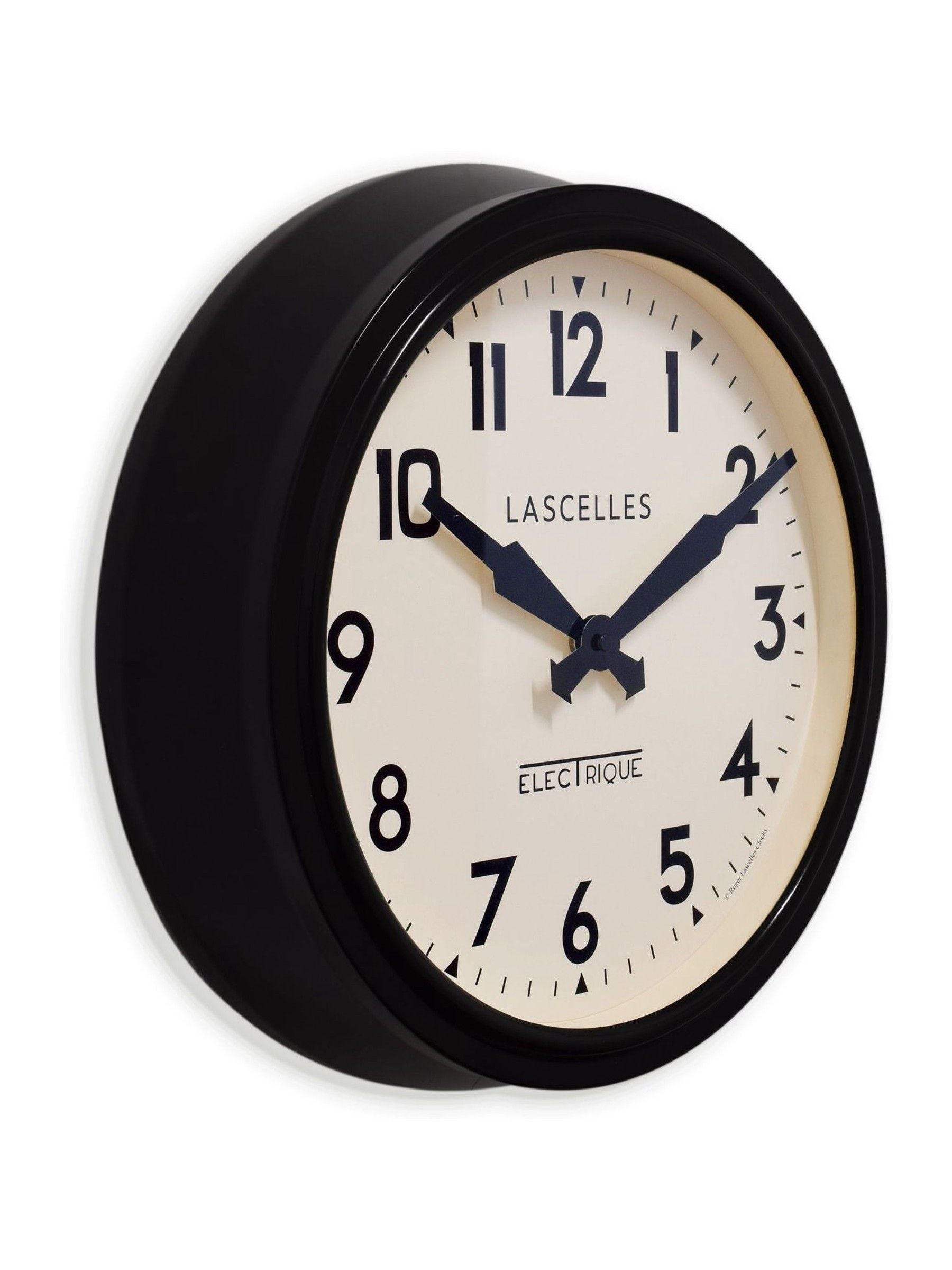 Brookpace Lascelles black retro wall clock 38cm - British product