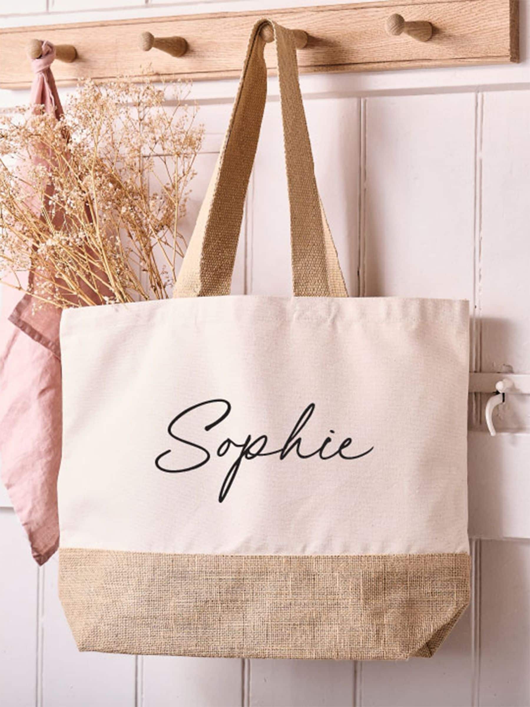 No Ordinary Gift personalised floral jute tote bag 36x38cm, imported from the UK