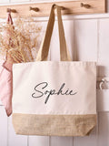 No Ordinary Gift personalised floral jute tote bag 36x38cm, imported from the UK