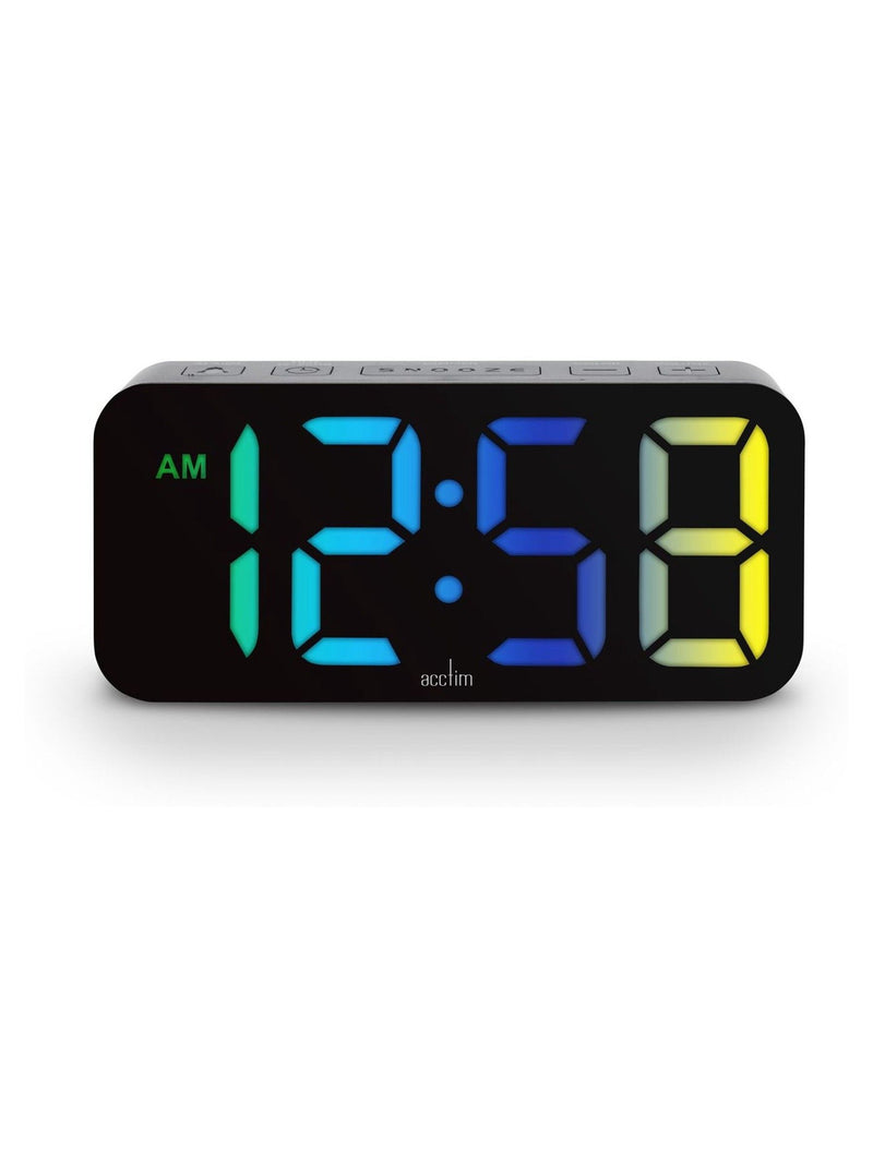Acctim Clocks Black Ramone LED Farbwechsel Wecker - Britisches Produkt