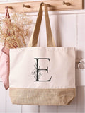 No Ordinary Gift personalised floral initial tote bag, imported from the UK