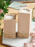 No Ordinary Gift beech wood tealight holder set personalised, UK version