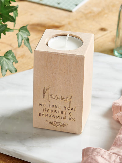 Kein gewöhnliches Geschenk personalisiertes Teelichthalter-Set aus Holz 10 cm und 13 cm