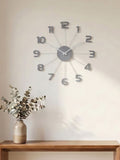 Modernist Wall Clock with Metal Spokes and Quartz Movement