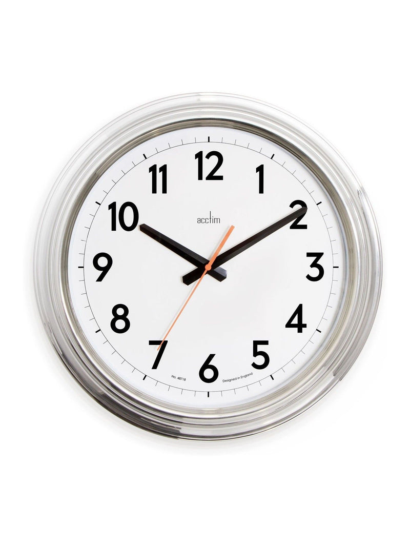 Acctim Clocks Chrome Clayton Effect wall clock 40cm, UK version