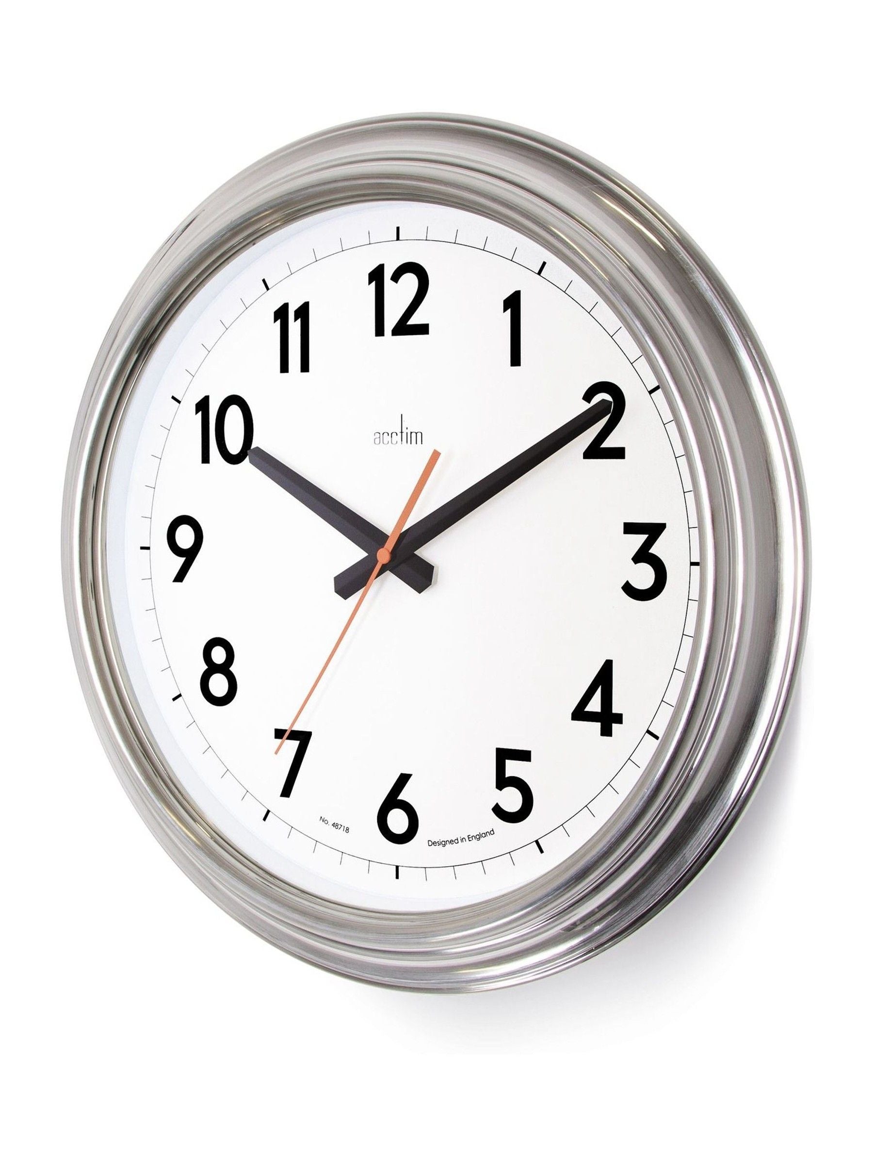 Acctim Clocks Chrome Clayton Effect wall clock 40cm, UK version