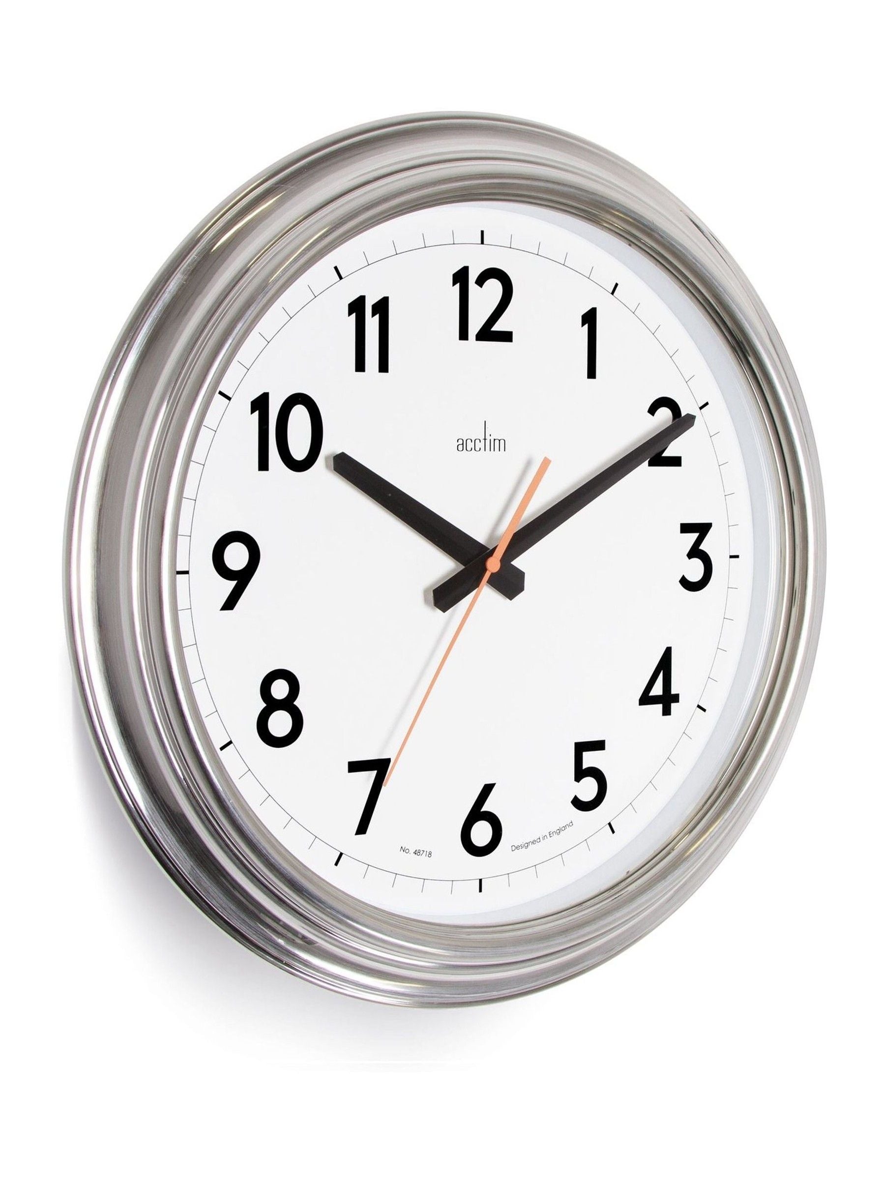 Acctim Clocks Chrome Clayton Effect wall clock 40cm, UK version