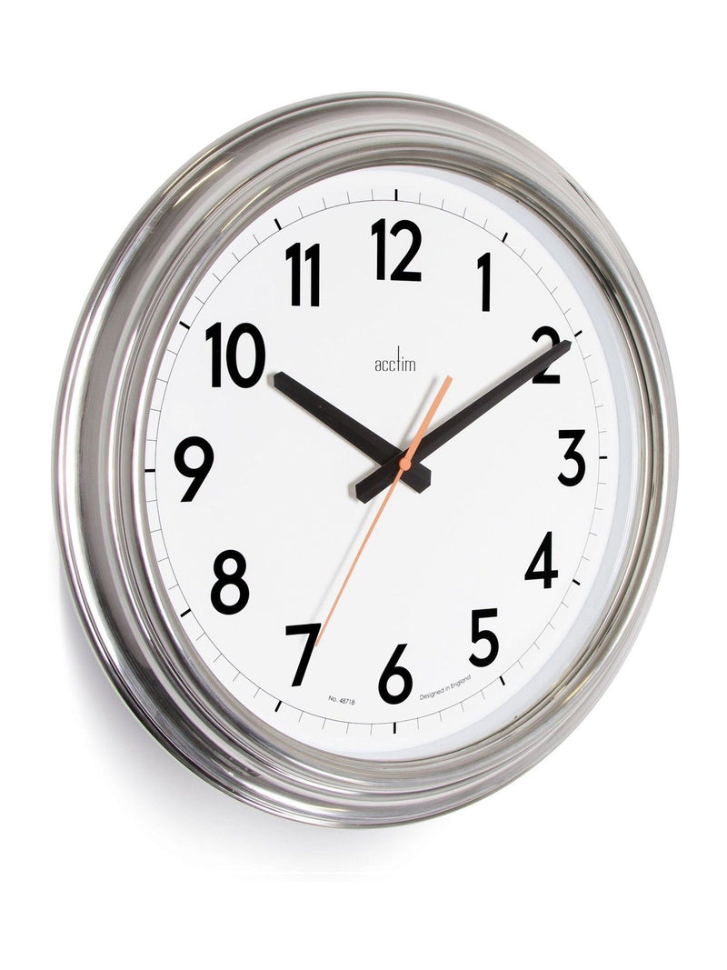 Acctim Clocks Chrome Clayton Effect wall clock 40cm, UK version