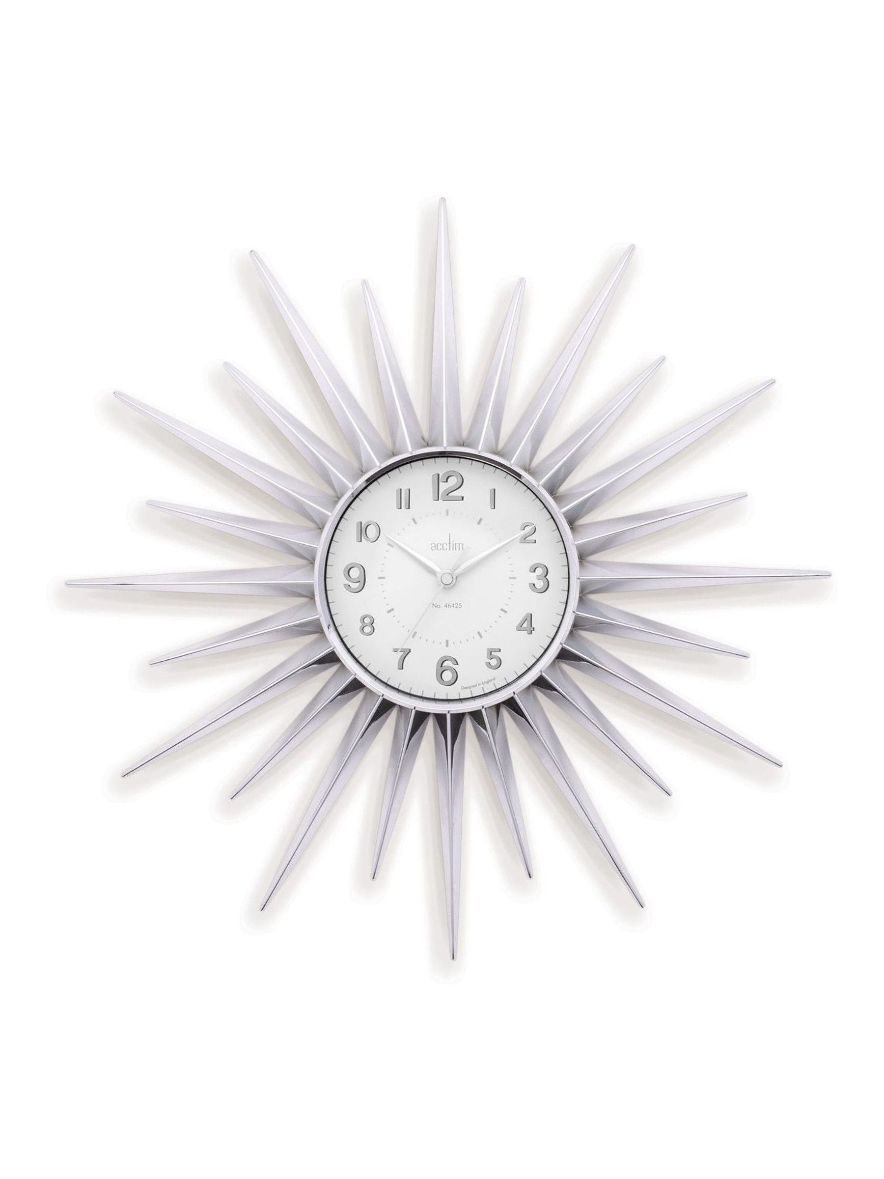 Acctim Clocks Silver Stella Starburst Wall Clock - British product