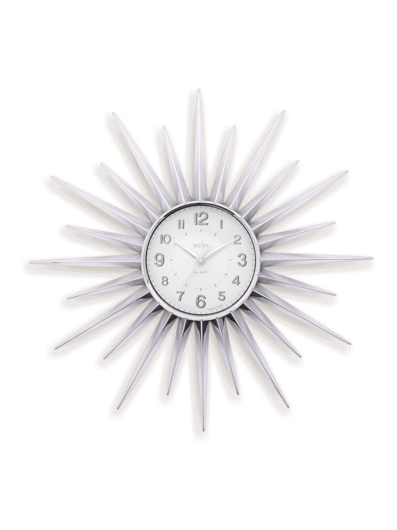 Acctim Clocks Silver Stella Starburst Wall Clock - British product