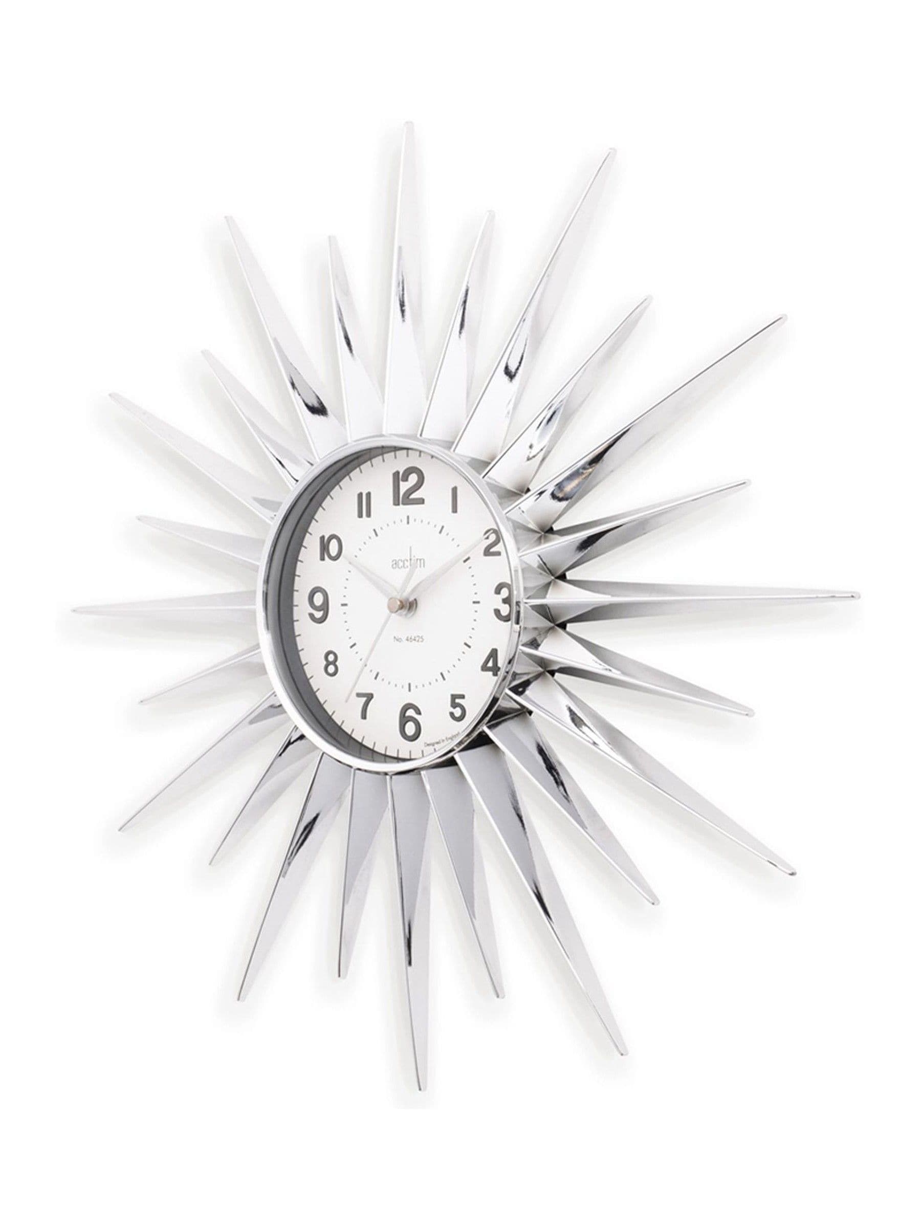 Acctim Clocks Silver Stella Starburst Wall Clock - British product