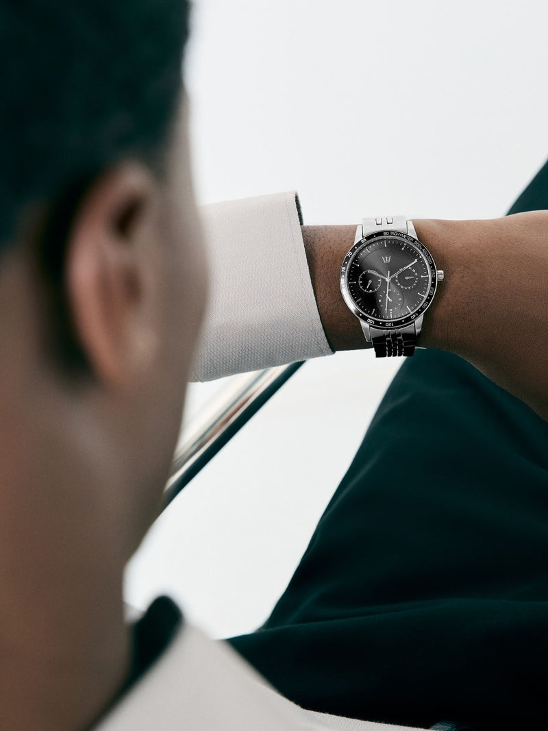 Gun metal black bracelet watch men's (British brand)