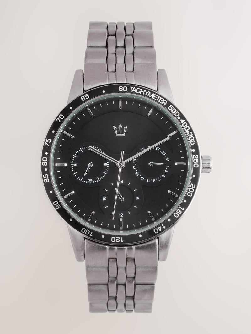 Gun metal black bracelet watch men's (British brand)