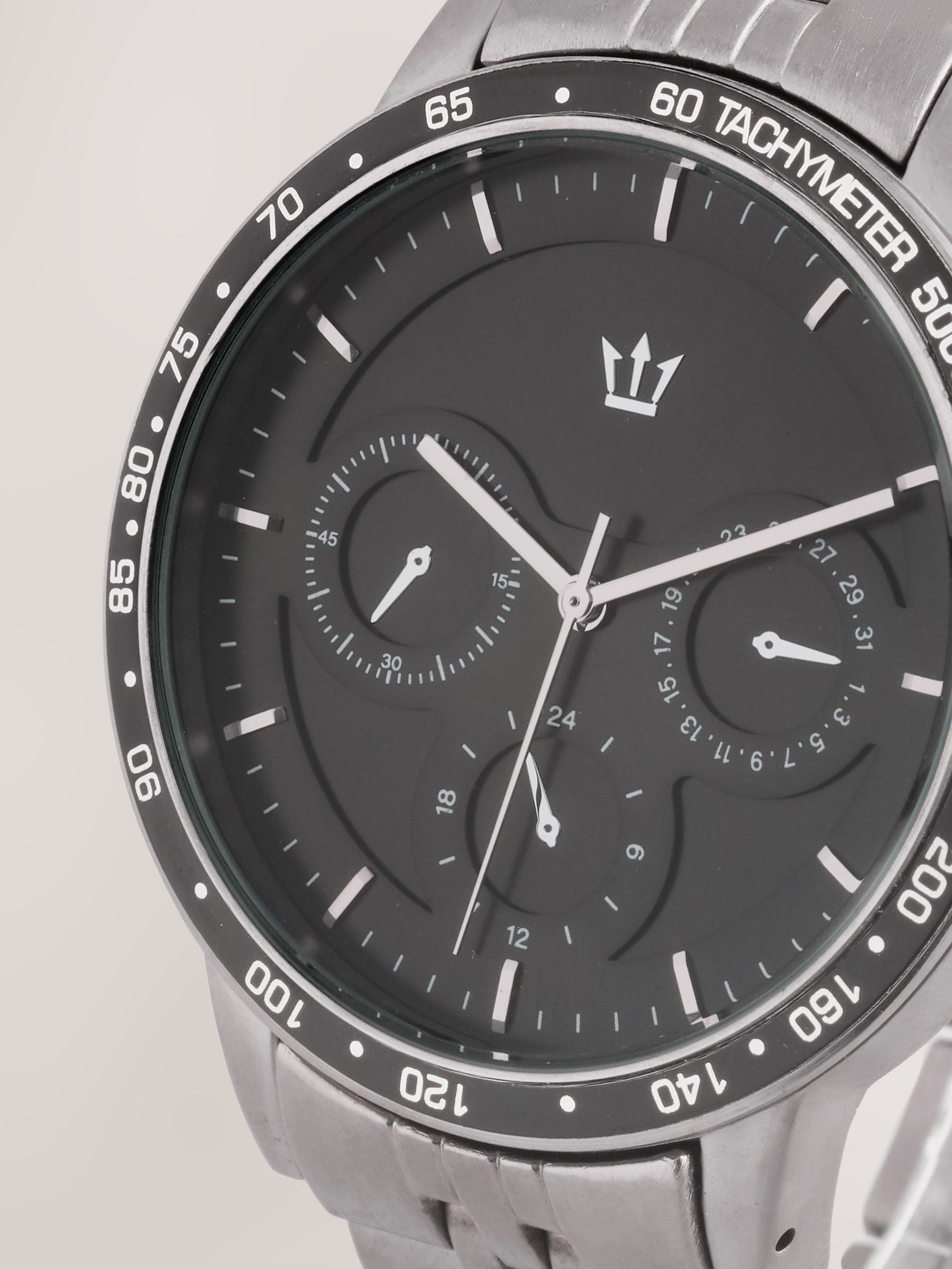 Gun metal black bracelet watch men's (British brand)