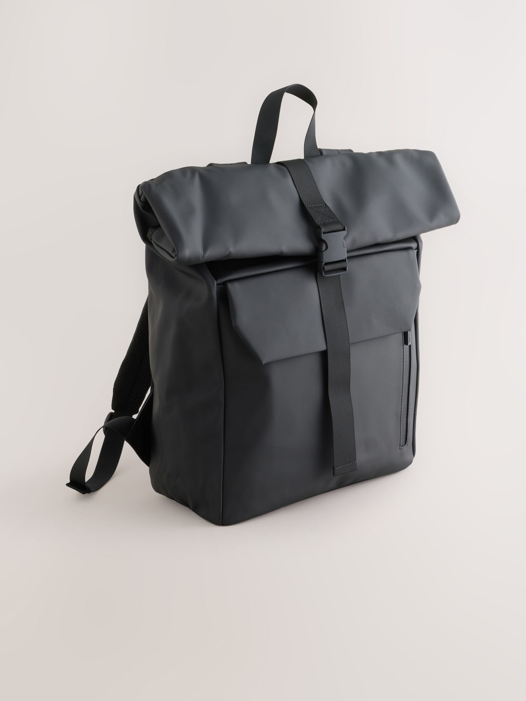 Black rubberised backpack roll top - British product