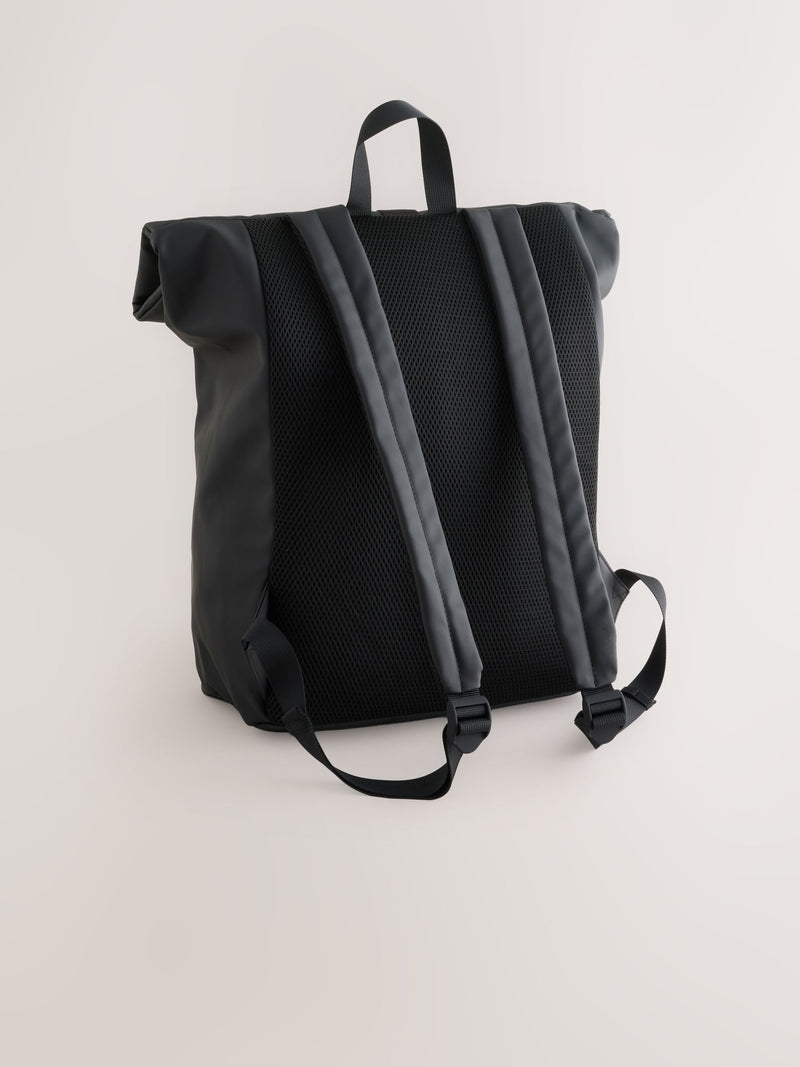 Black rubberised backpack roll top - British product
