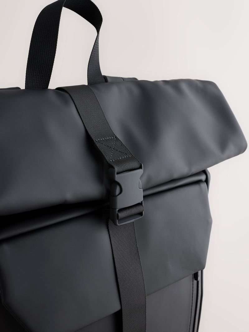Black rubberised backpack roll top - British product