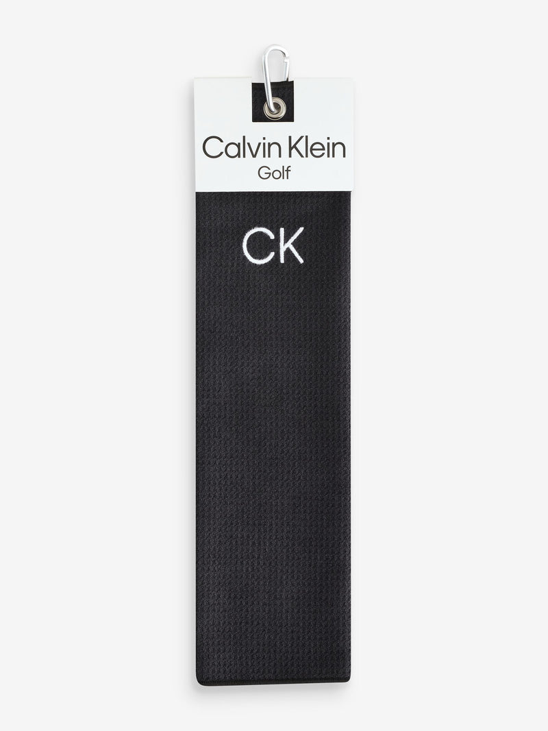 Calvin Klein golf towel black waffle weave, imported from the UK