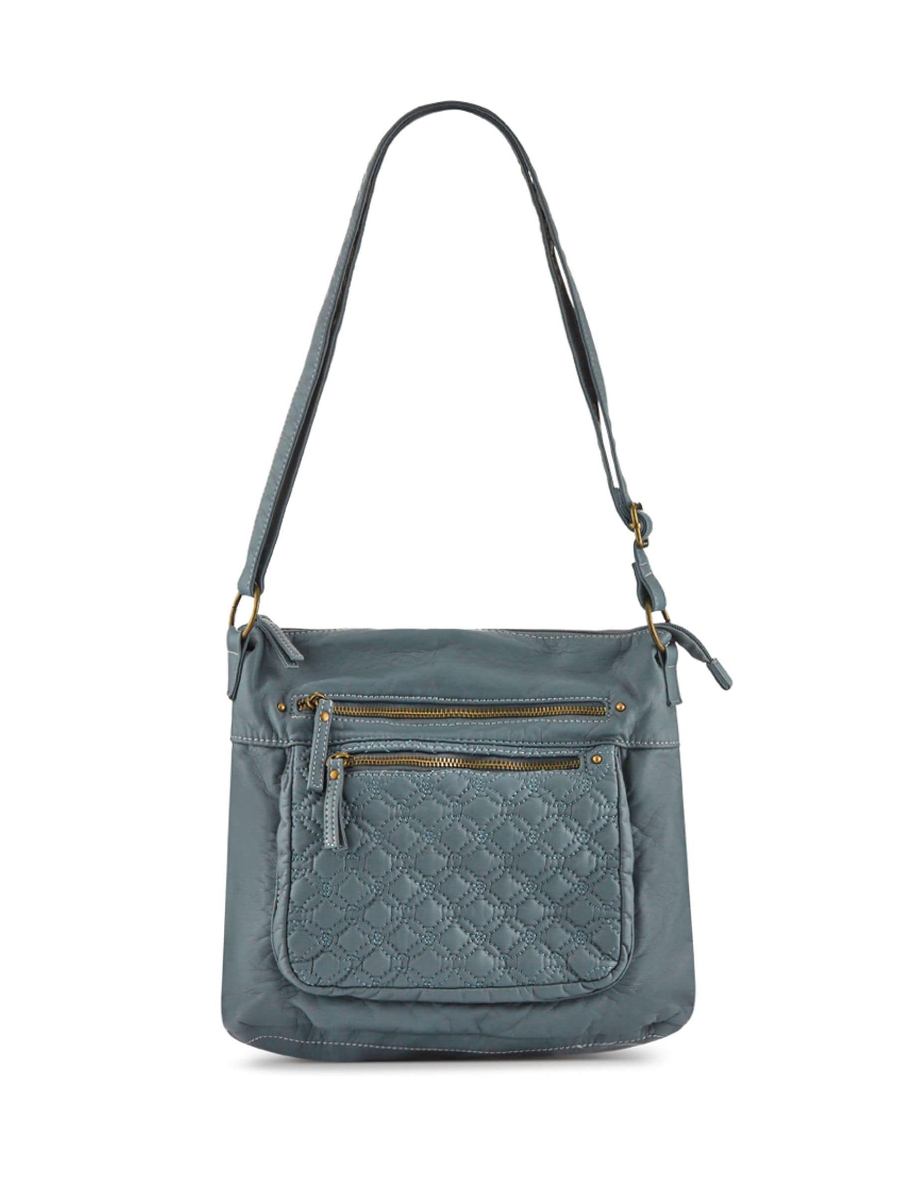 Pavers Steel Blue Multi-Zip Leather Cross-Body Bag