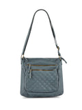 Pavers Steel Blue Multi-Zip Leather Cross-Body Bag