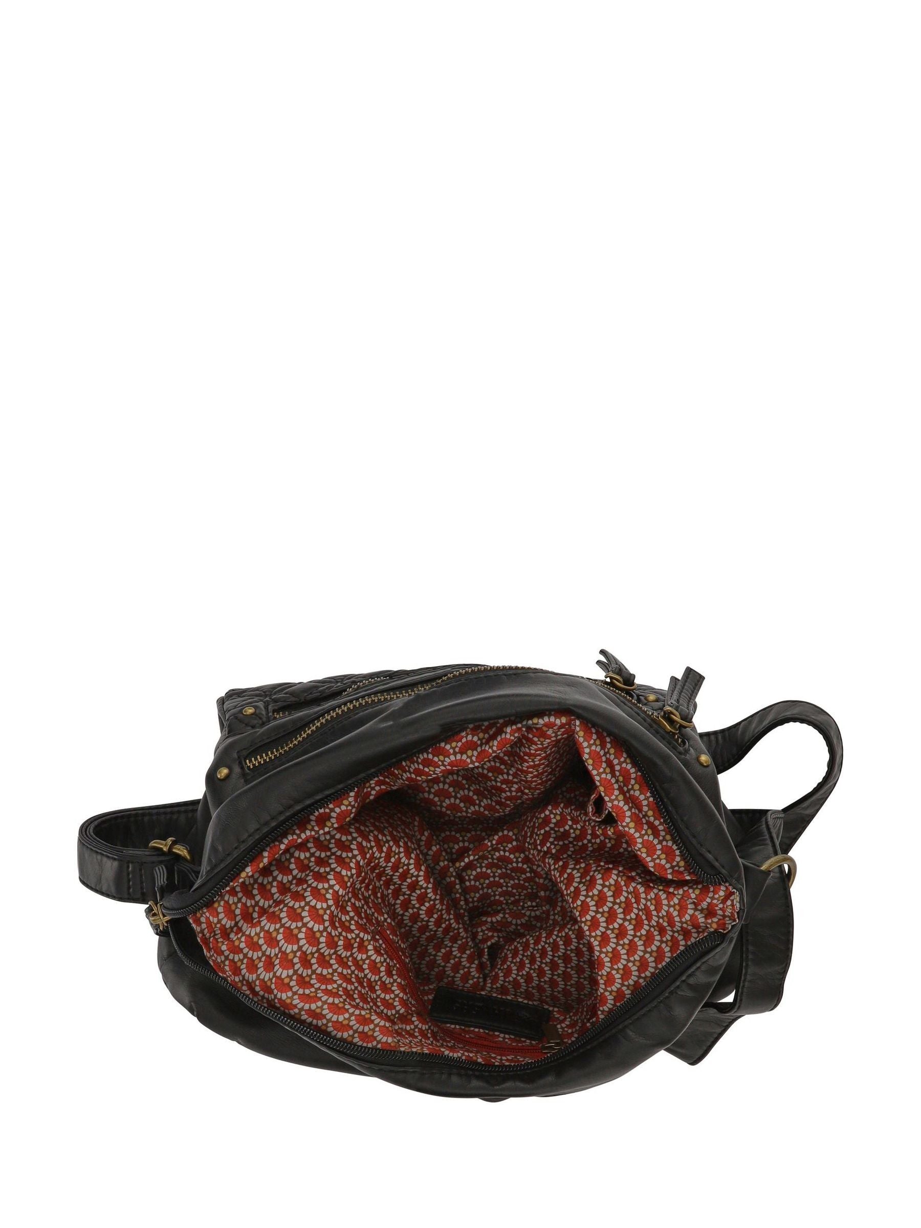 Pavers black multi-zip leather cross-body bag - British product