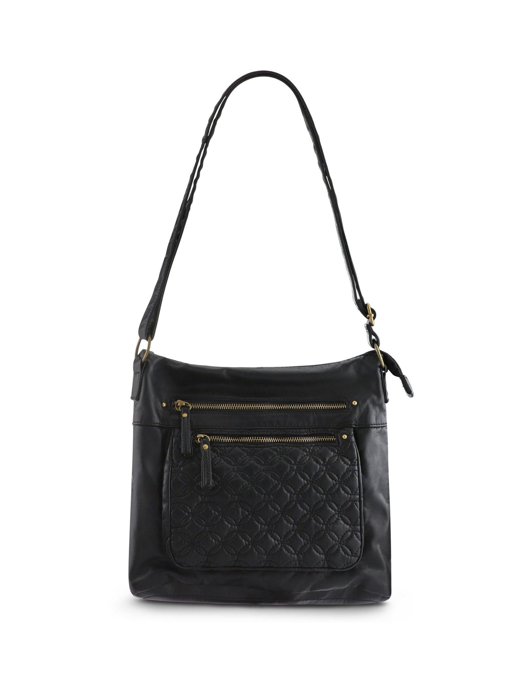 Pavers Black Multi-Zip Leather Cross-Body Bag