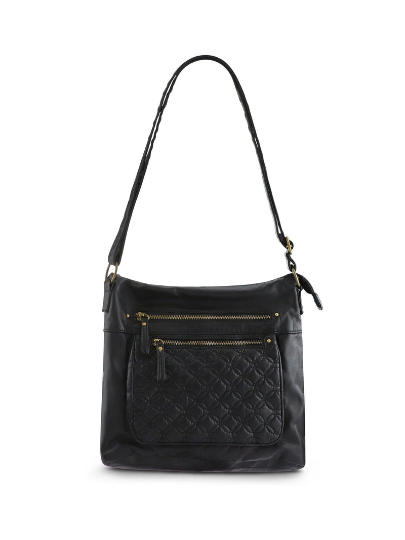 Pavers Black Multi-Zip Leather Cross-Body Bag