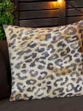 Paoletti leopard print woven outdoor cushion (British brand)