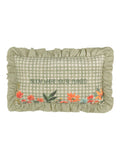 furn. Green Meadow Haze embroidered ruffle cushion 50x30cm - British product