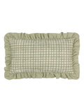 furn. Green Meadow Haze embroidered ruffle cushion 50x30cm - British product