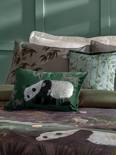Next Paoletti Emerald Chuan Tranquil Panda Velvet Cushion 60x40cm- Buy online at McGrocer