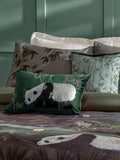 Paoletti green velvet cushion with panda embroidery - British product
