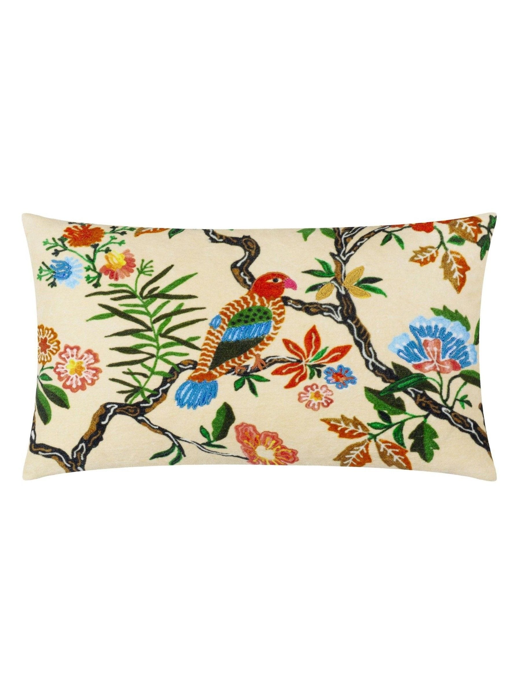 Wylder embroidered cushion with bird motif, 50x50cm, imported from the UK