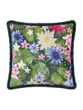 Paoletti multicolour Marjoelle flowers printed velvet cushion 50x50cm, imported from the UK
