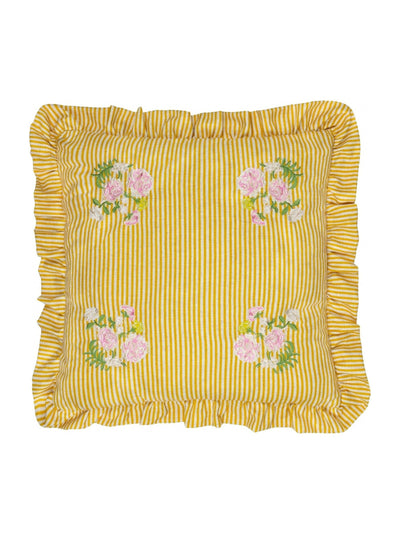 Next Wylder Yellow Martha Embroidered Ruffle Cushion 50x50x8cm- Buy online at McGrocer