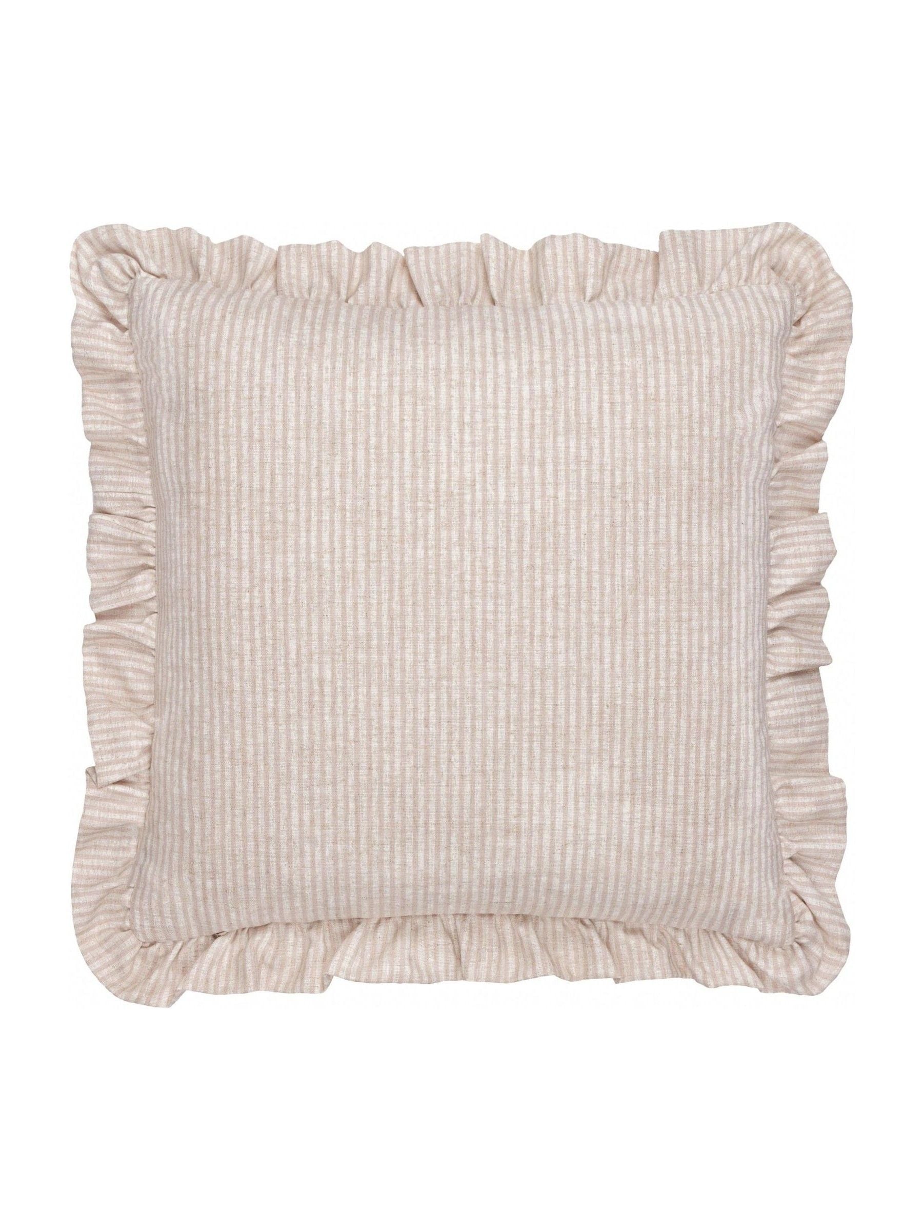 Wylder Martha pink embroidered ruffle cushion 50cm, imported from the UK