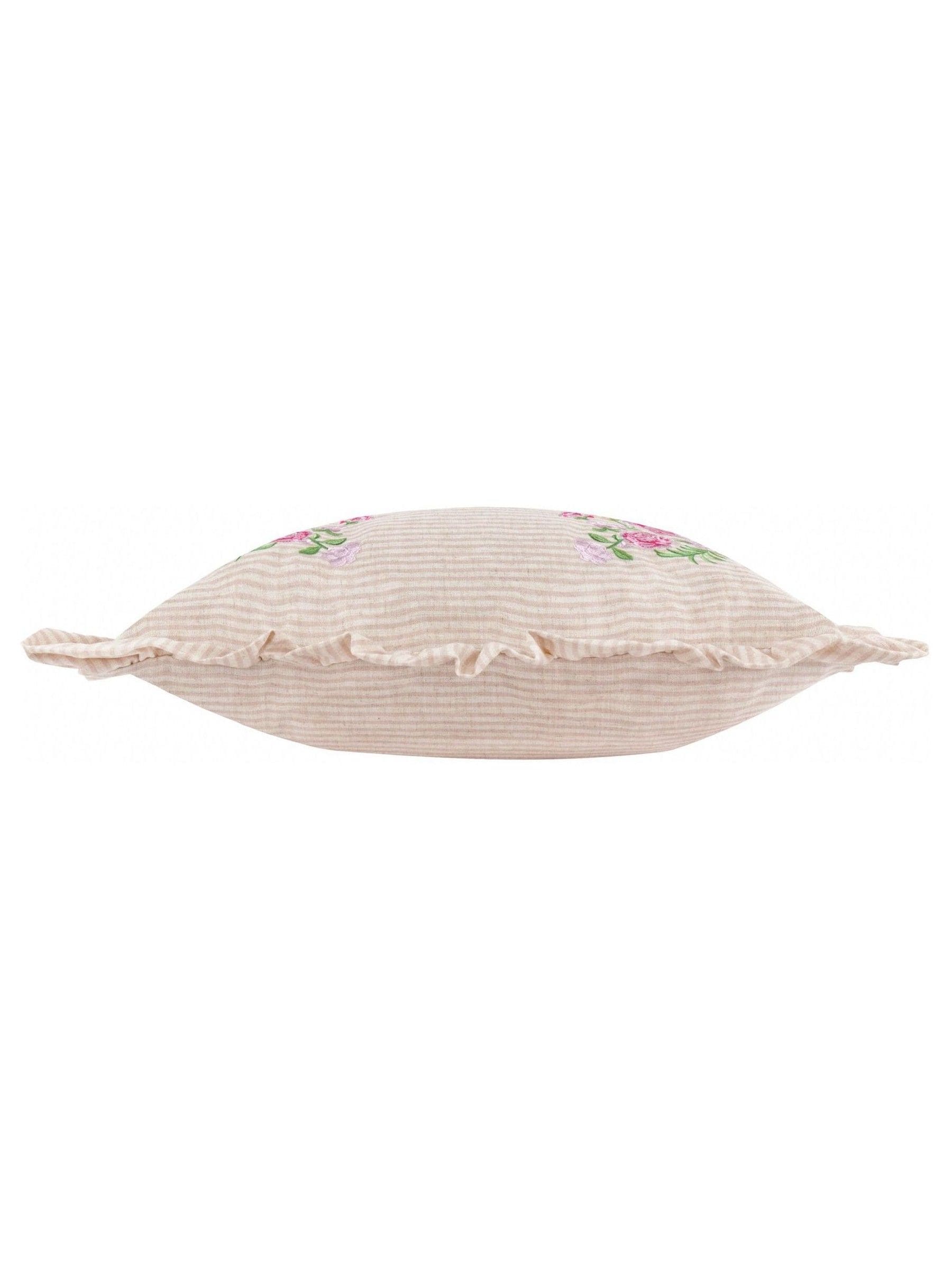 Wylder Martha pink embroidered ruffle cushion 50cm, imported from the UK