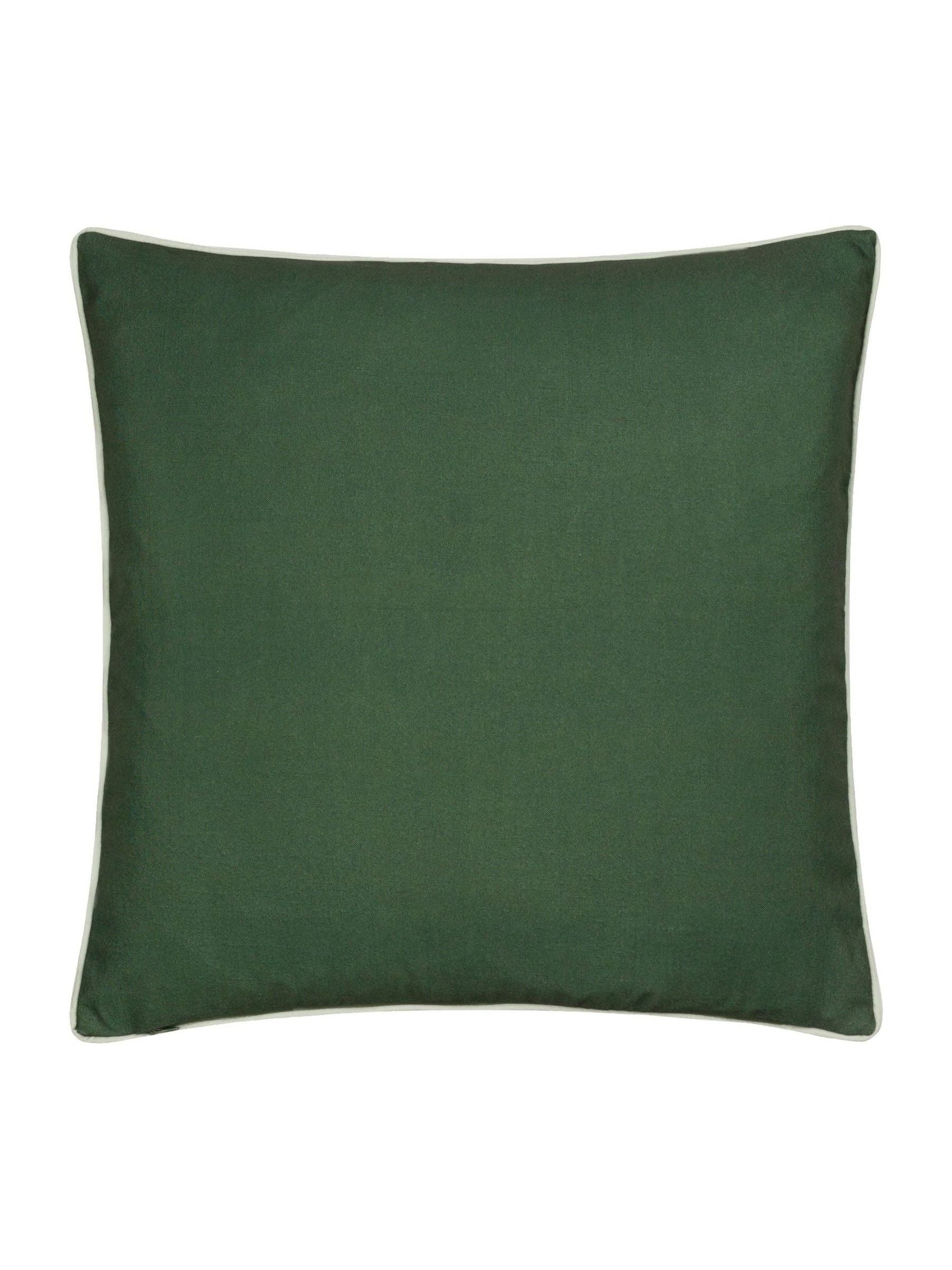 Morris & Co green Strawberry Thief piped outdoor cushion, imported from the UK