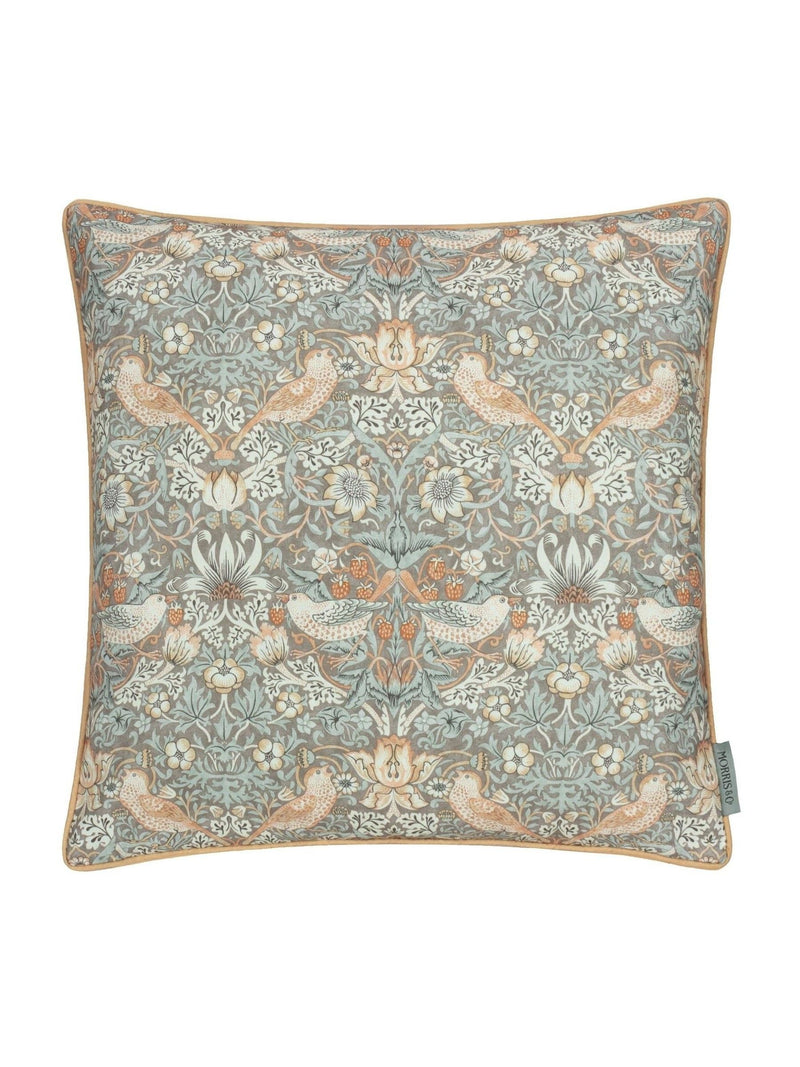 Morris & Co Green Strawberry Thief Piped Outdoor Cushion 50cm