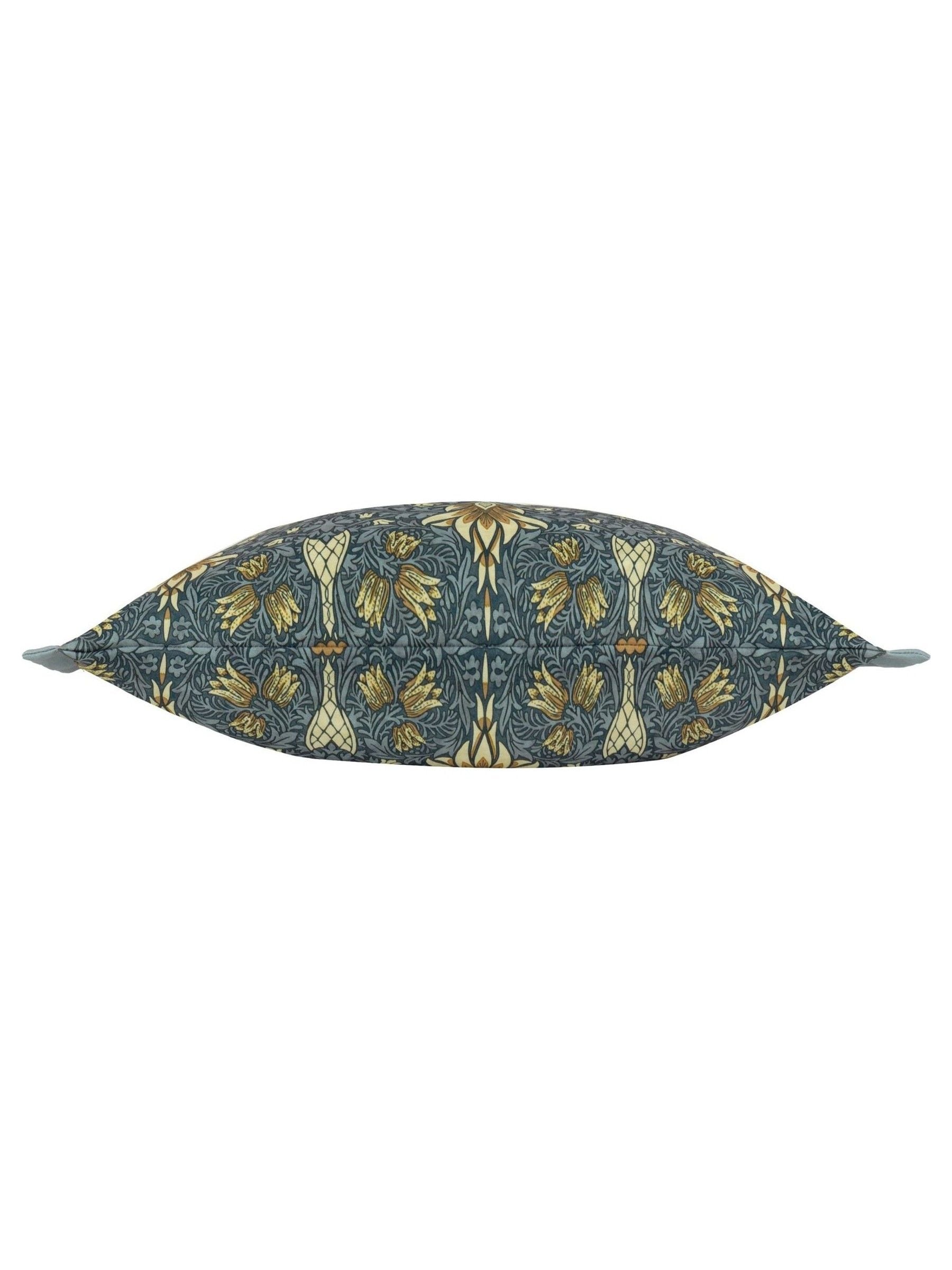 Morris & Co Indigo Snakeshead printed outdoor cushion (British brand)