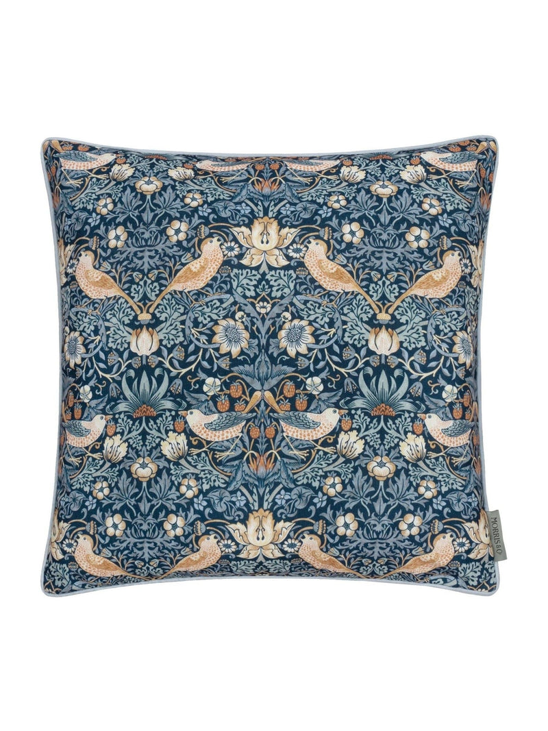 Morris & Co Green Strawberry Thief Piped Outdoor Cushion 50cm